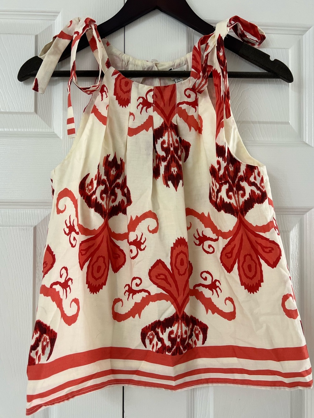 Adelyn Rae Cream and Red Tie-Shoulder Sundress Top